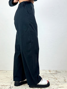 Newport Black Barrel Trousers