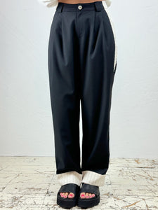Contrast Panel Black Trousers